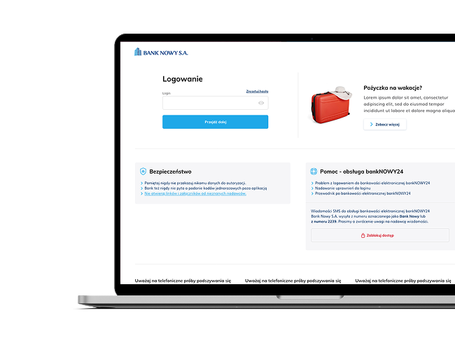Strona logowania do bankowości elektronicznej bankNOWY24.