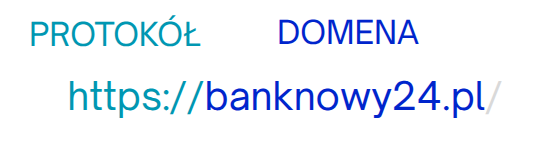 tekst adresu url 'https://banknowy24.pl/' z zaznaczonym protokołem ('http://') oraz domeną ('banknowy24.pl')